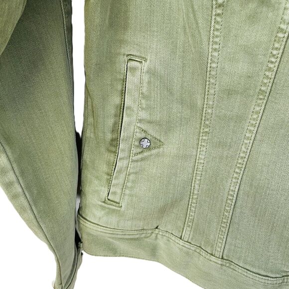 Liverpool Los Angeles Temma Denim Jean Jacket Pockets Olive Green Women’s Size M - Picture 6 of 8